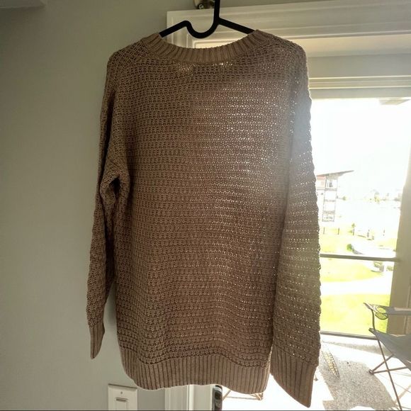 Nwt Textured Cotton-Blend Tunic crewneck Sweater for Women, NWT, Taupe - Picture 2 of 7